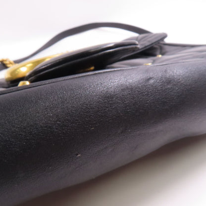 Gucci Cowhide Leather Gg Marmont Gold Cross Shoulder Bag Black Calfskin (cowhide) 443496