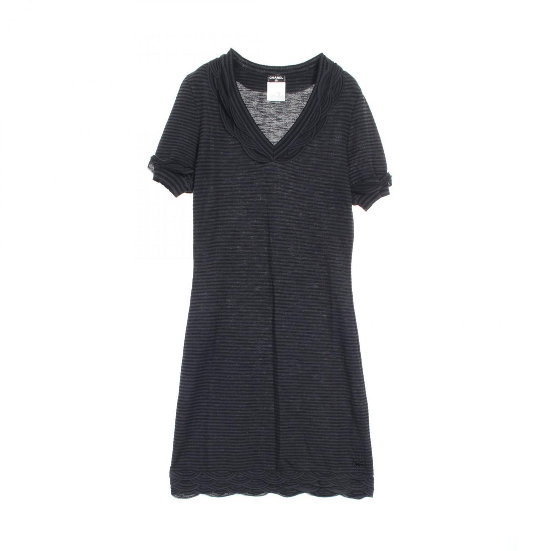 Chanel Black Gray Dress Rayon P 41415k 03035