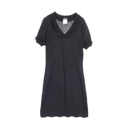 Chanel Black Gray Dress Rayon P 41415k 03035