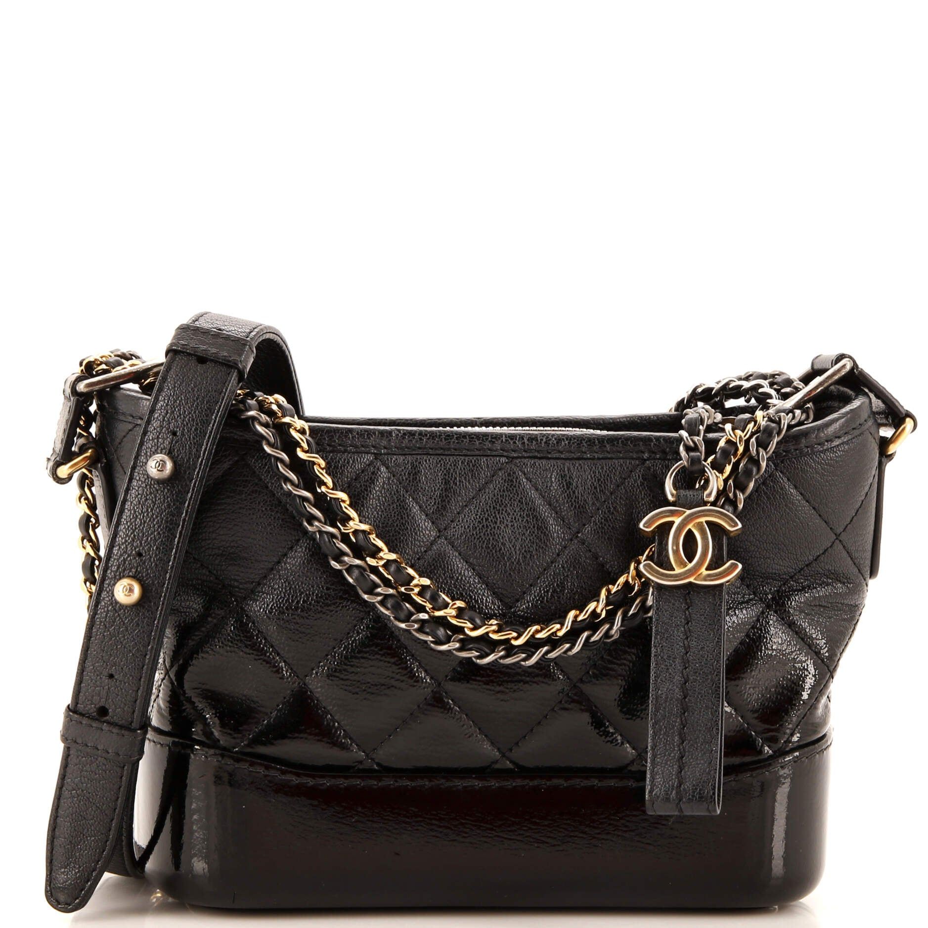 Chanel Gabrielle Hobo Quilted Goatskin And Patent Small