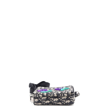 Christian Dior Kenny Scharf Double Zip Crossbody Pouch Oblique Canvas With Applique