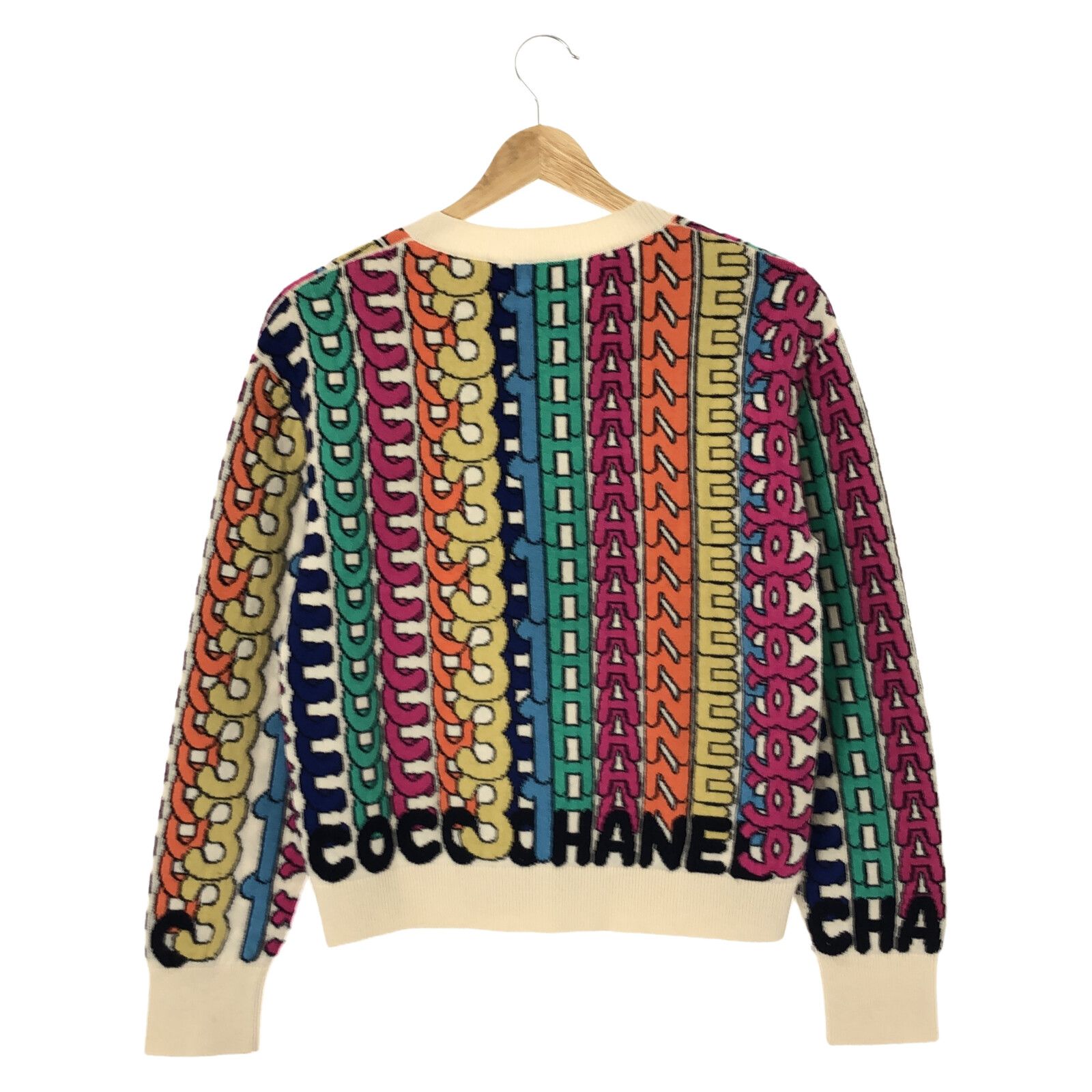 Chanel Multicolor Cashmere Logo Print Sweater Knit 36