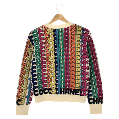 Chanel Multicolor Cashmere Logo Print Sweater Knit 36