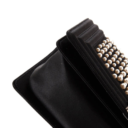 Boy Flap Bag Pearl Embellished Satin Old Medium