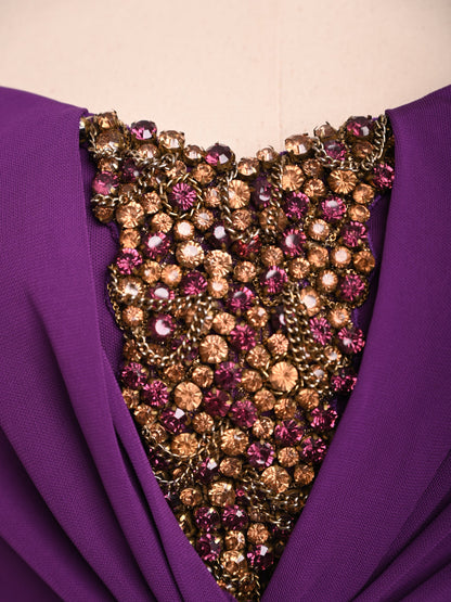 NEW Badgley Mischka Purple Strapless Gown Size M