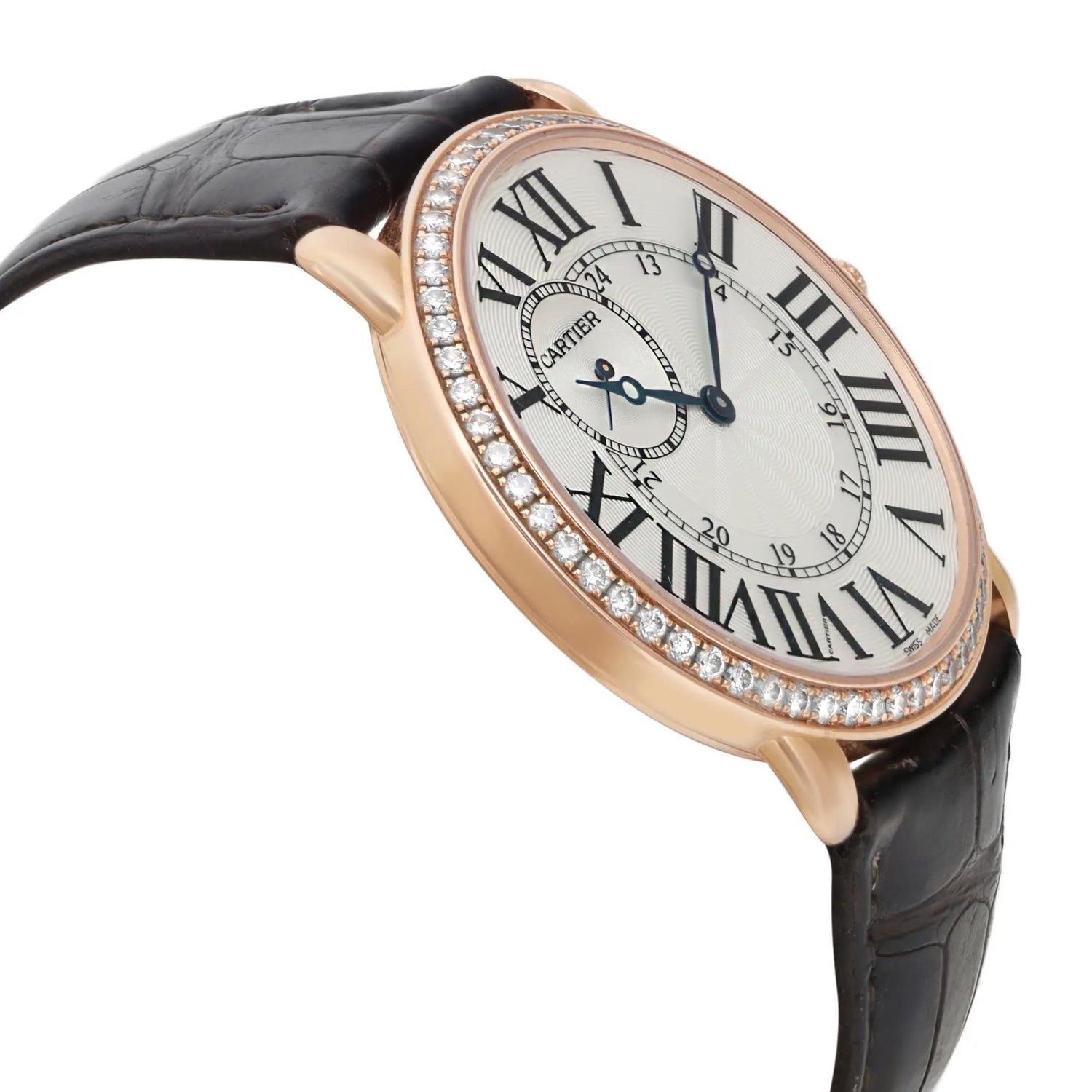 Cartier Ronde Louis 18K Rose Gold Diamond White Dial Hand Wind Watch WR007001
