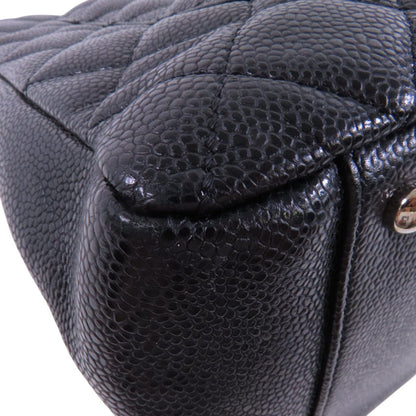 Chanel Black Cowhide Leather Gst Silver Crosshair Shoulder Bag Calfskin (cowhide)