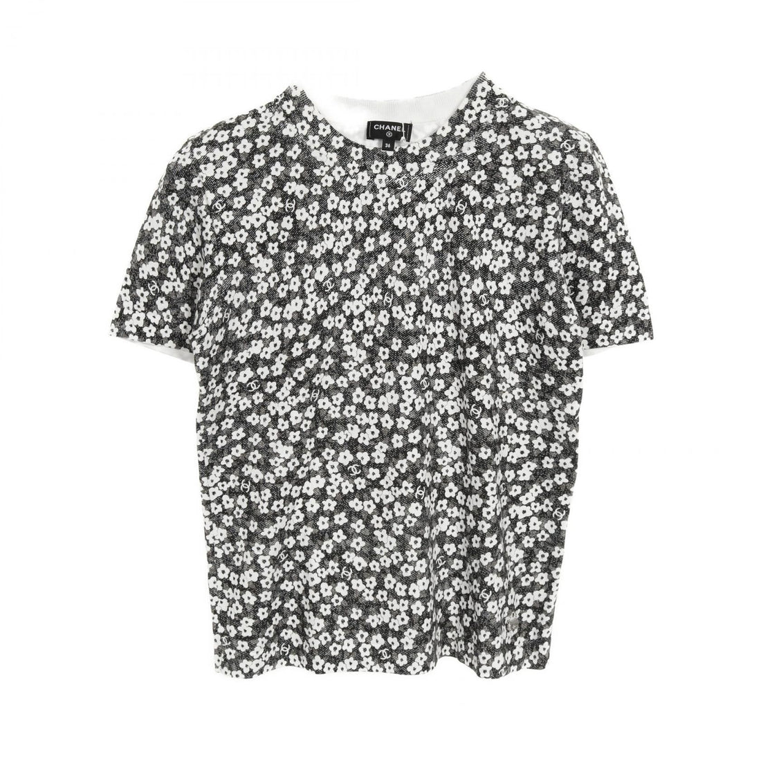 Chanel Gray White Coco Mark T-shirt Cotton P 77924