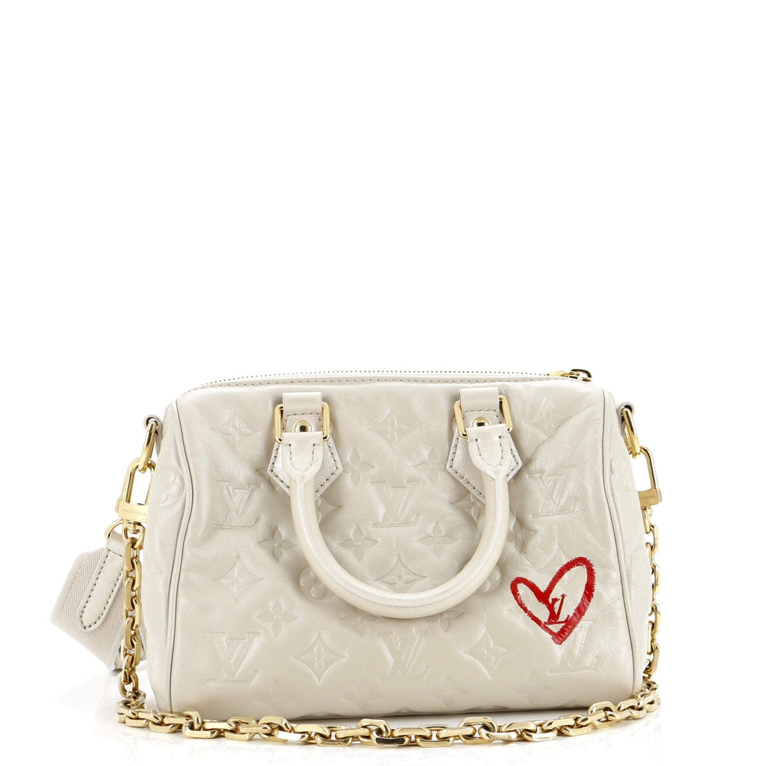 Louis Vuitton Speedy Bandouliere Bag Limited Edition Fall In Love Monogram Embossed Lambskin 22
