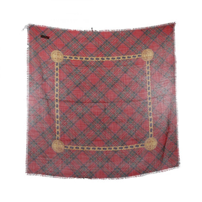 Chanel Red Multicolor Coco Mark Scarf Silk Cashmere