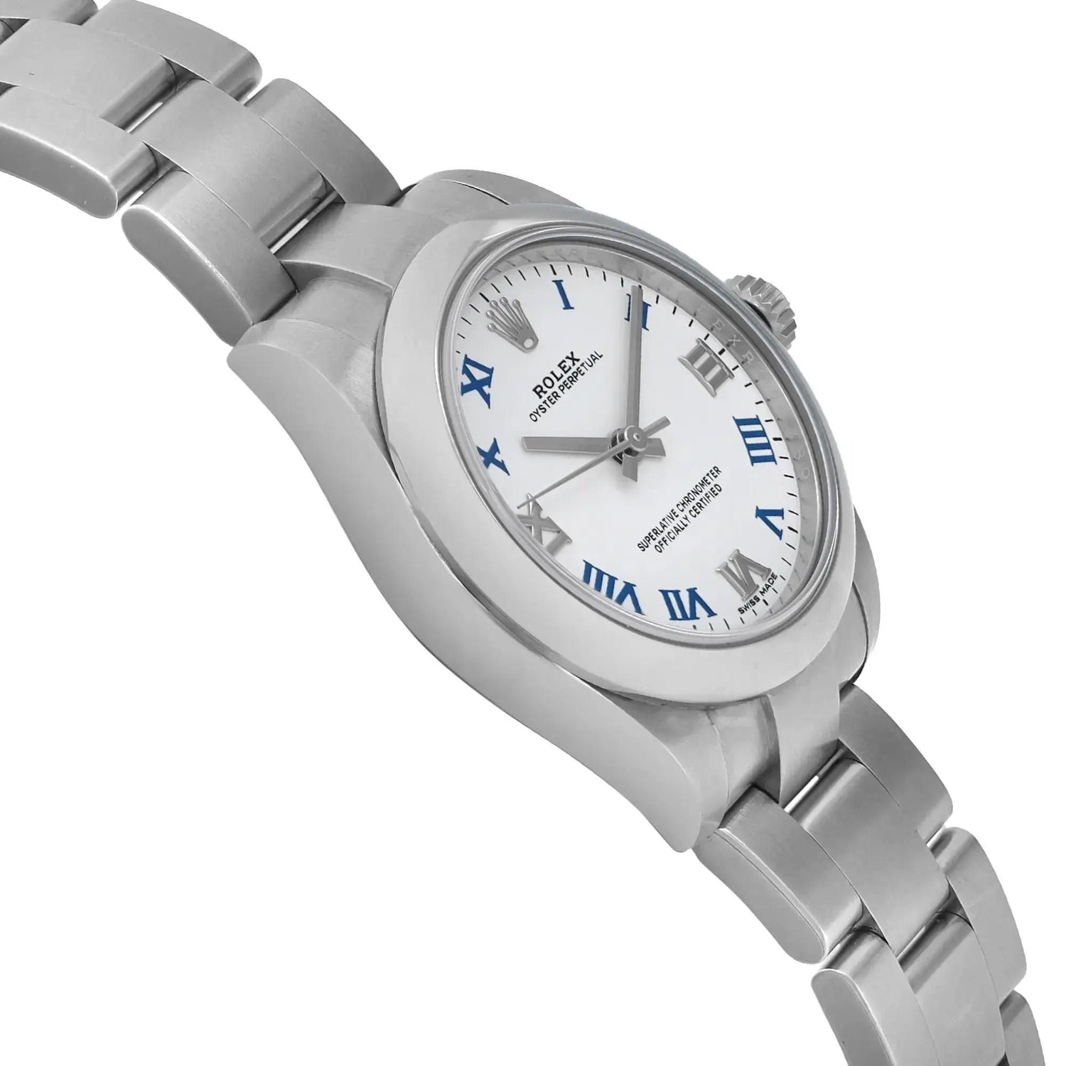 Rolex Oyster Perpetual 31 Mm Steel White Roman Dial Automatic Watch 177200