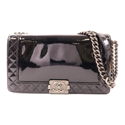Chanel Black Lacquered Boy 11 Crossbody Bag Patent Leather
