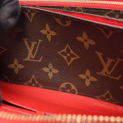 Louis Vuitton Zippy Wallet Retiro Cerise Brown Red Around Long Wallet M 61854