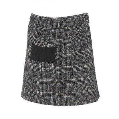 Chanel Black Blue Skirt Wool Nylon P 31855w 04014