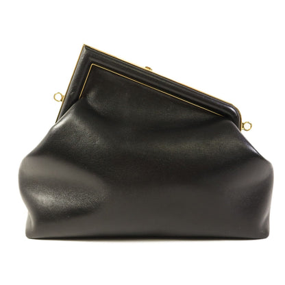 Fendi Cowhide Leather First Medium Golden Shoulder Bag Black Calfskin (cowhide) 8bp 127