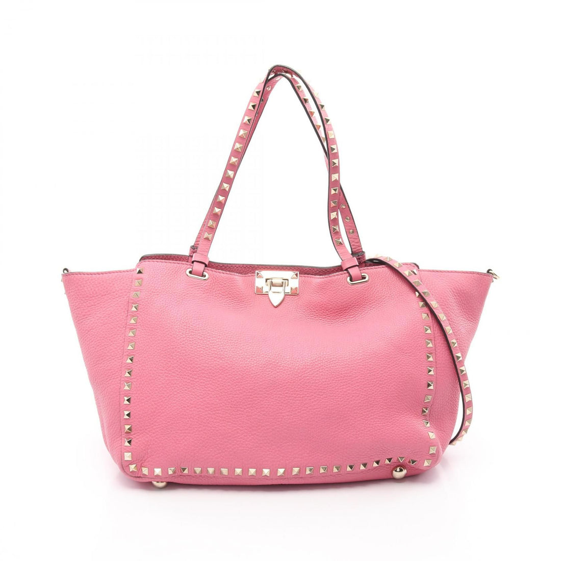 Valentino Rock Studs Tote Bag Pink Leather