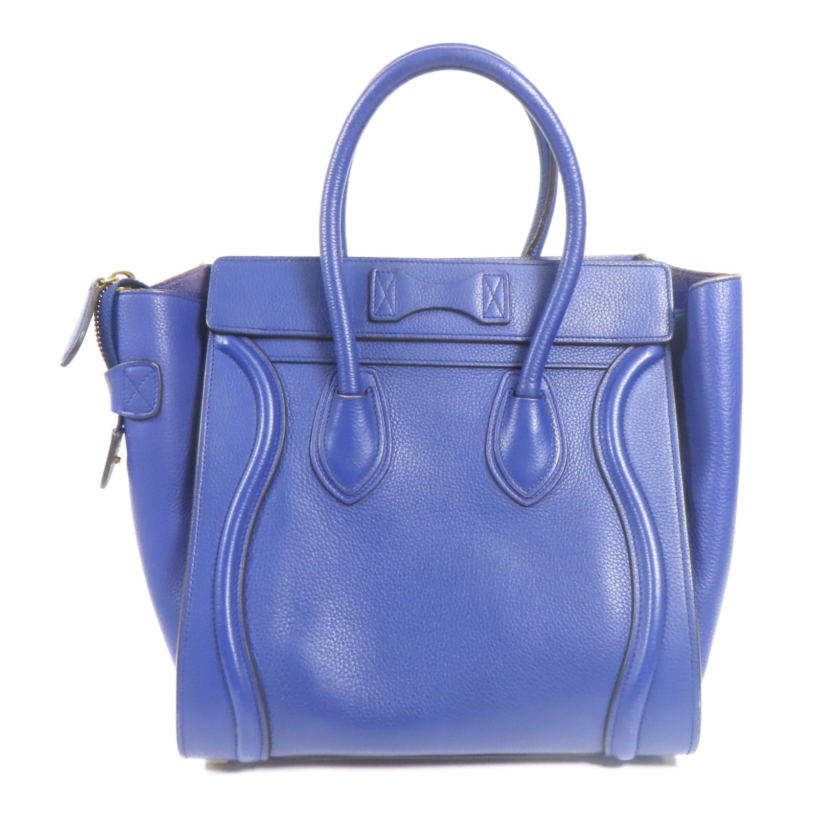 Celine Cowhide Leather Micro Luggage Golden Shoulder Back Bag Blue Calfskin (cowhide)