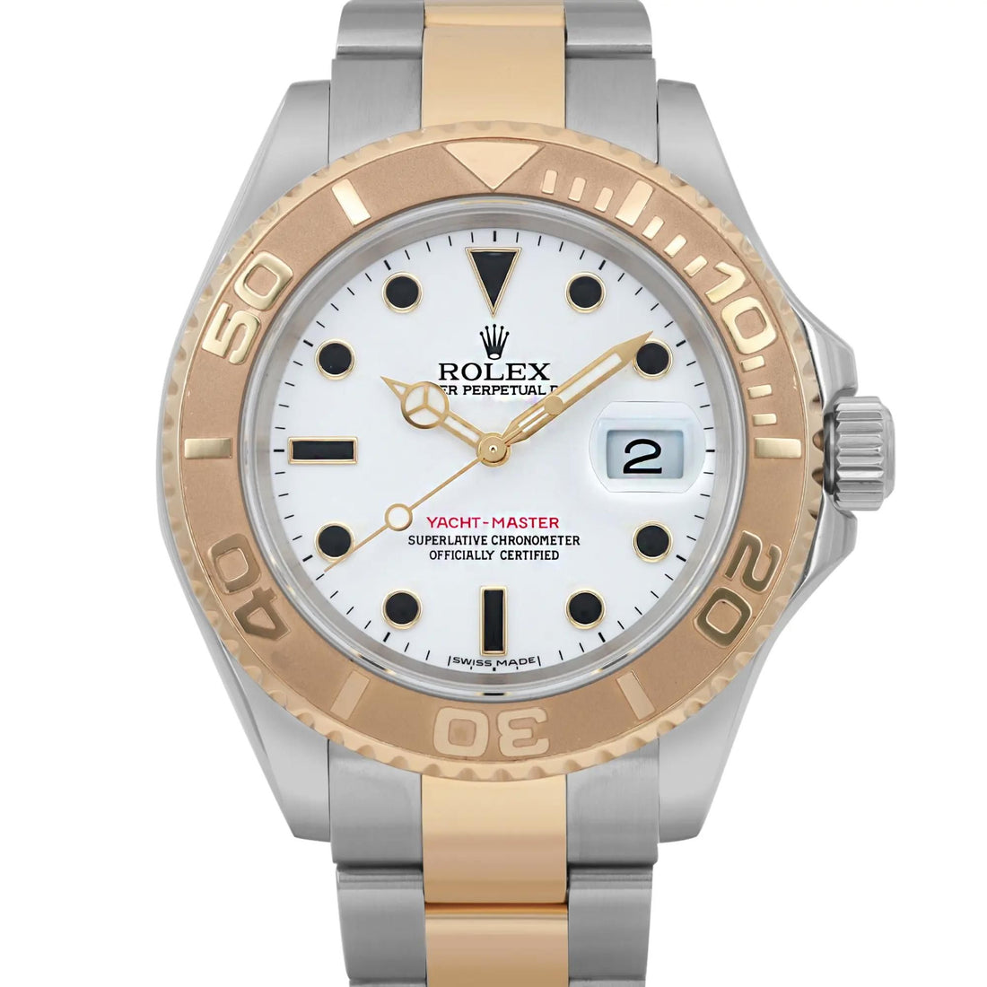 Rolex Yacht-master 40mm 18K Yellow Gold Steel White Dial Automatic Watch 16623