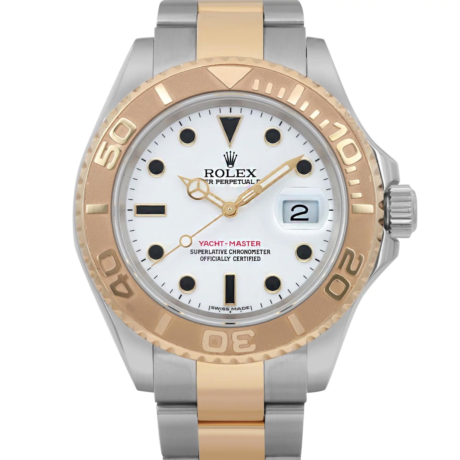 Rolex Yacht-master 40mm 18K Yellow Gold Steel White Dial Automatic Watch 16623