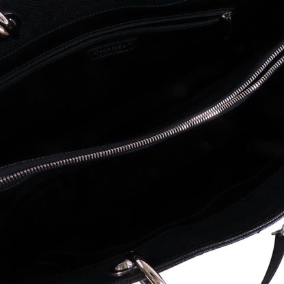 Chanel Black Cowhide Leather Gst Silver Crosshair Shoulder Bag Calfskin (cowhide)