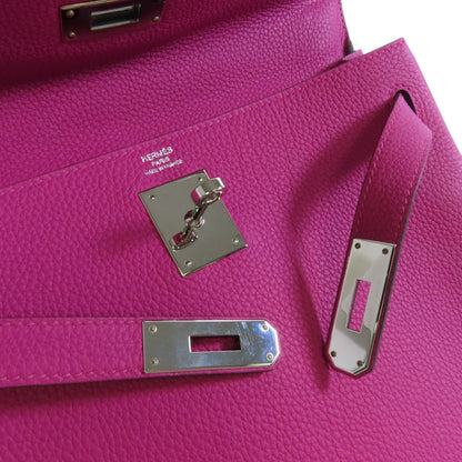 Hermes Leather Kelly 28 Silver Hand-turned Shoulder Back Bag Double Bag 2way Shoulder Bag Rose Purple Purple Togo