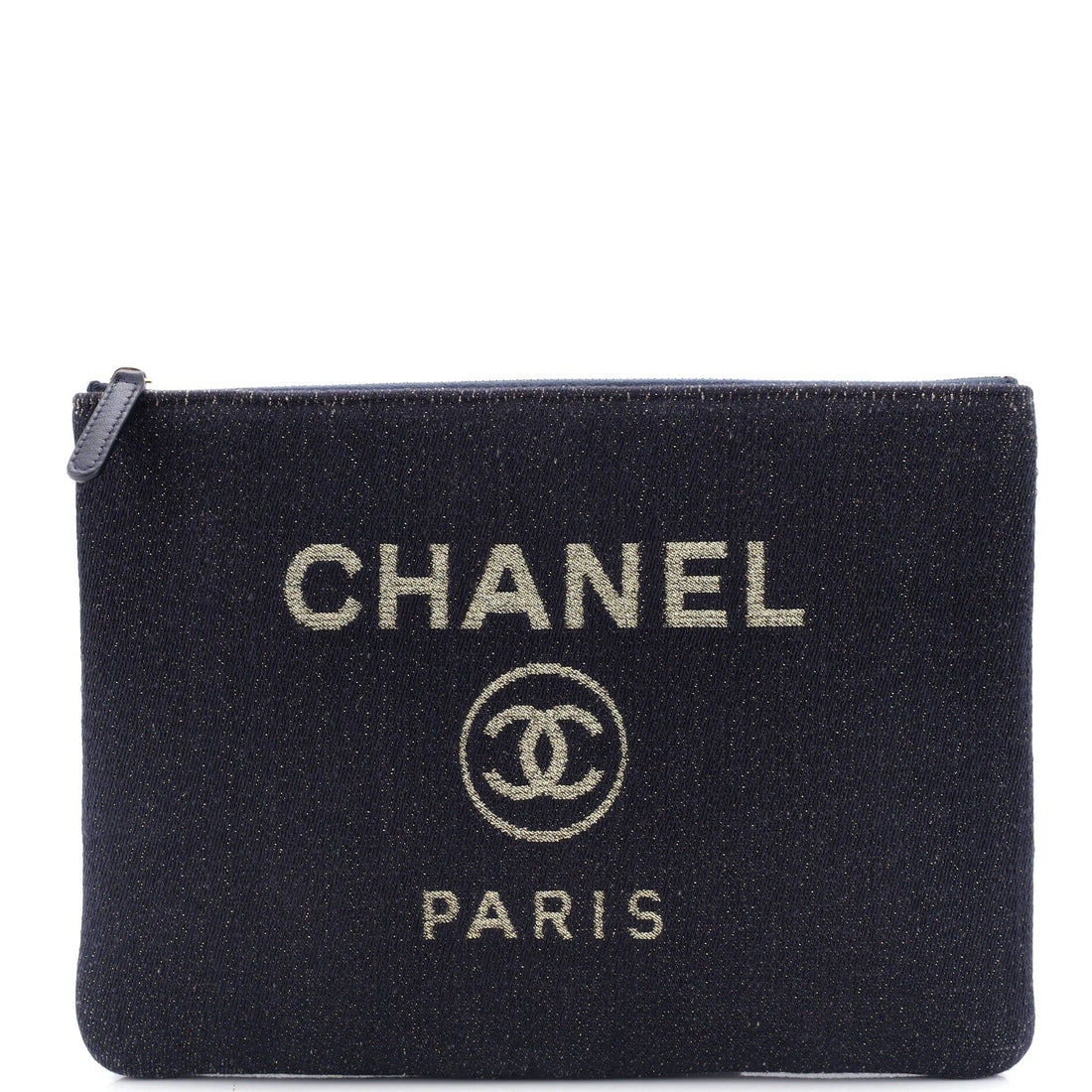Chanel Deauville Pouch Lurex Canvas Medium