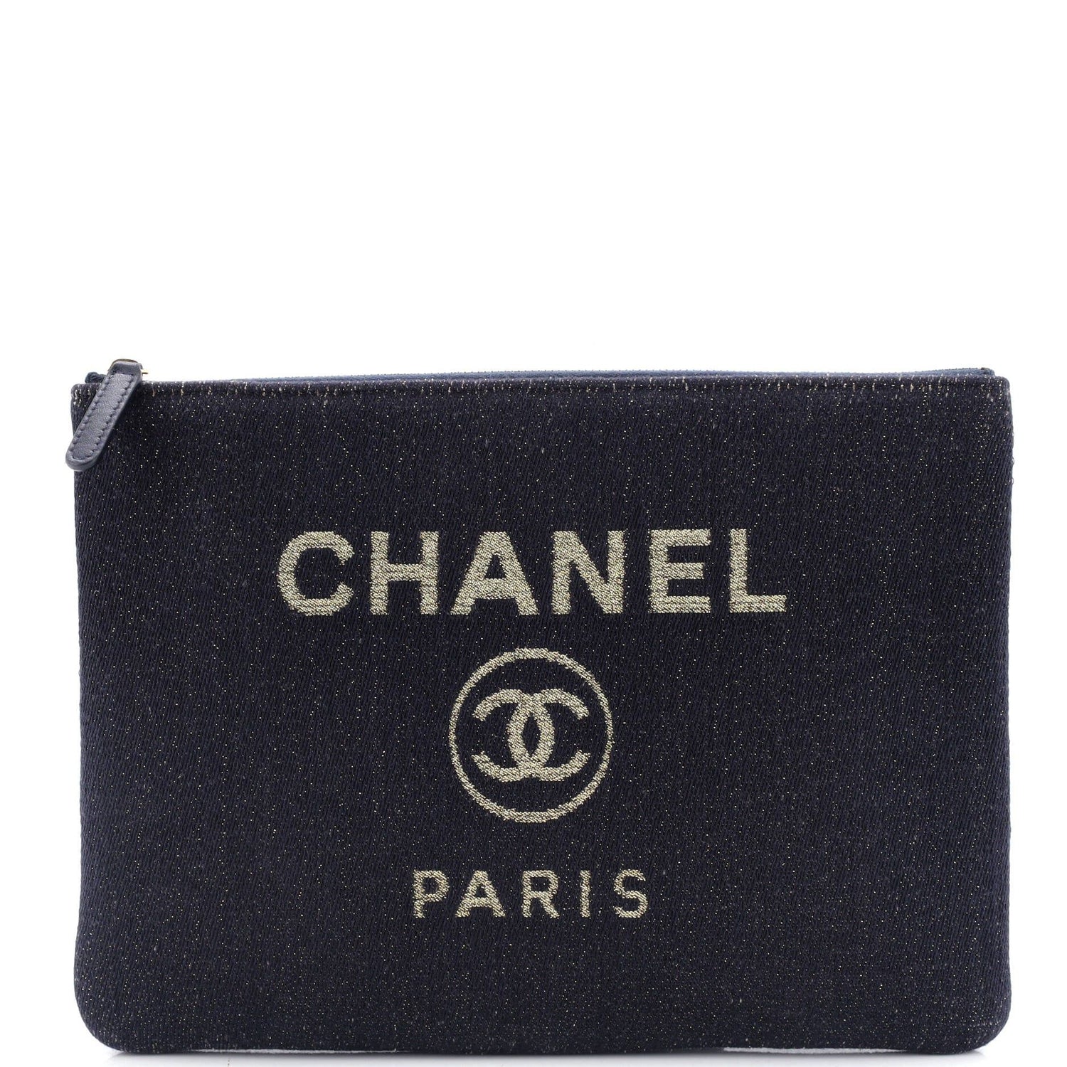 Chanel Deauville Pouch Lurex Canvas Medium