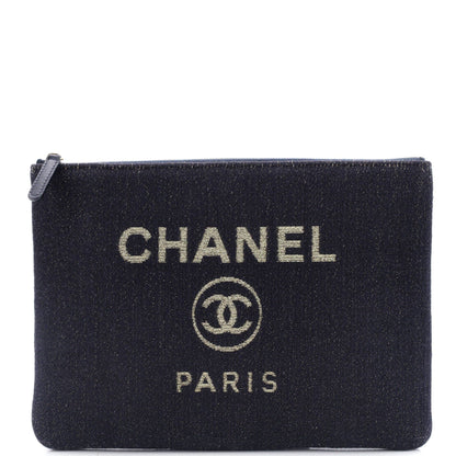 Chanel Deauville Pouch Lurex Canvas Medium