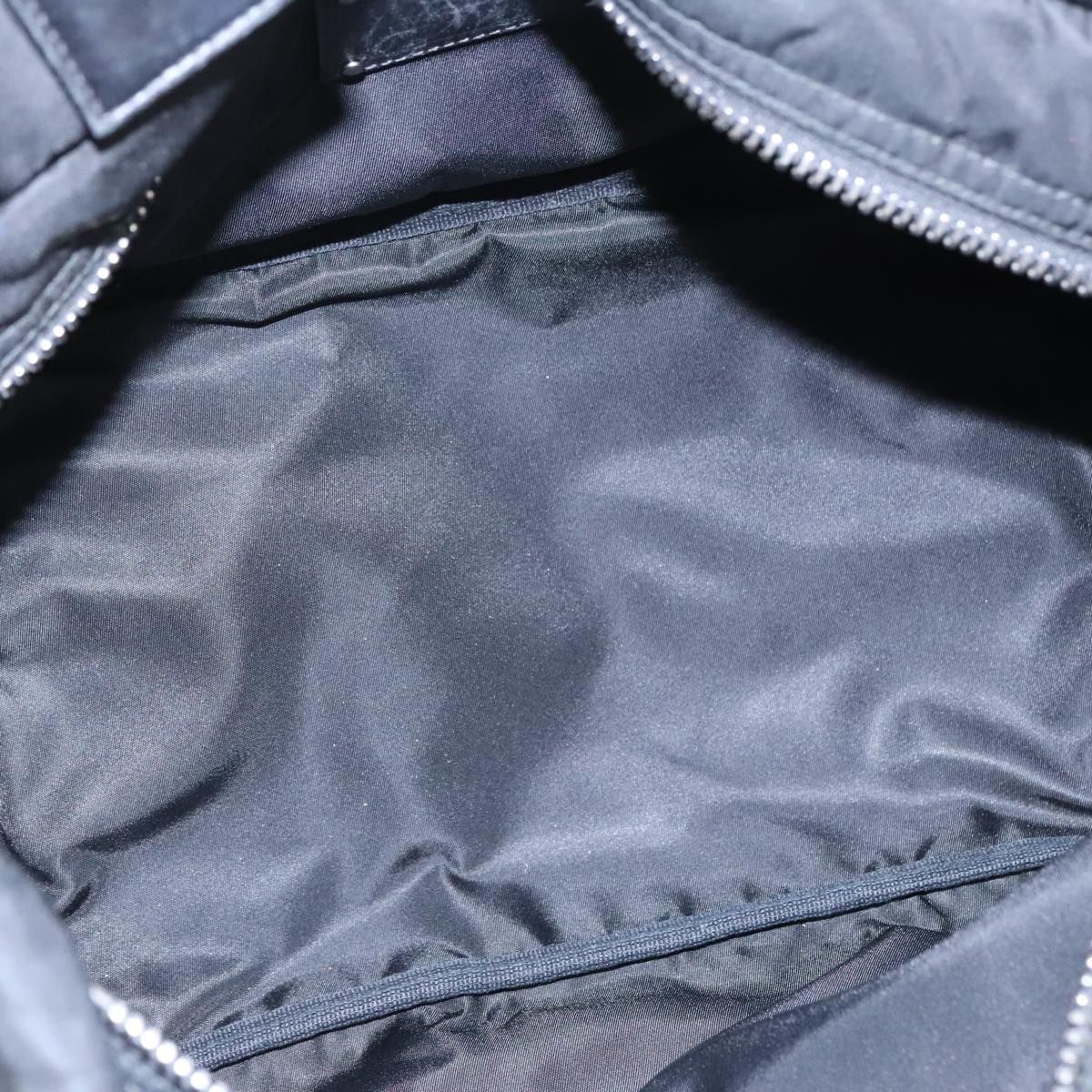 Prada Hand Bag Nylon Navy Silver Auth