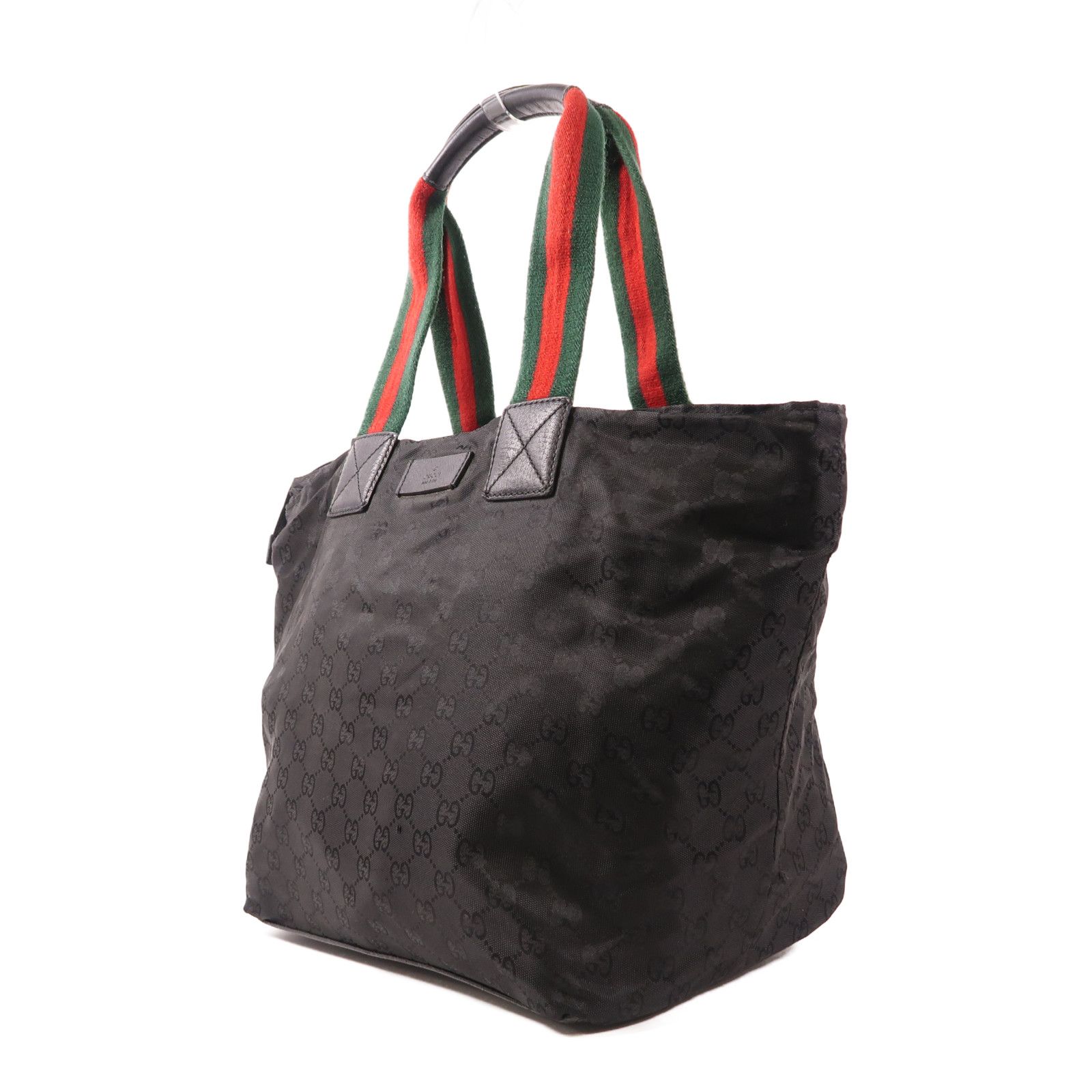 Gucci GG Monogram Web Handle Bucket Tote Black
