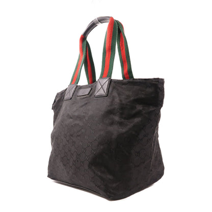 Gucci GG Monogram Web Handle Bucket Tote Black