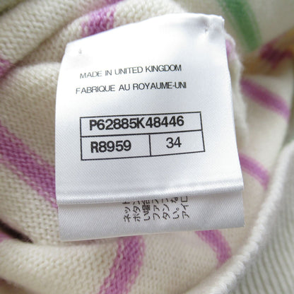 Chanel Striped Cashmere Sweater Knitwear White Multicolor 34