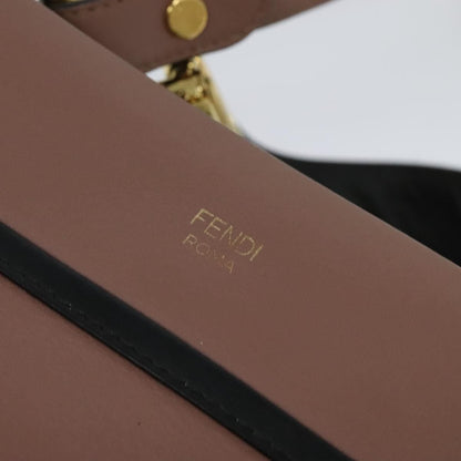 Fendi Runaway Small Hand Bag Leather 2way Pink Gold Auth
