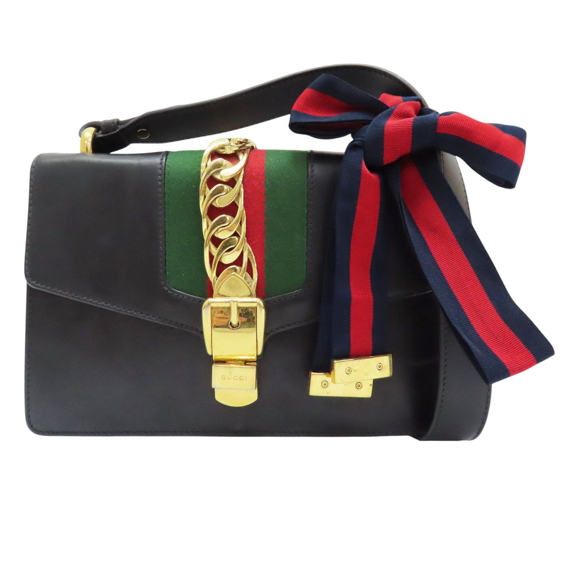Gucci Sylvie Shoulder Bag Calfskin Black 421882