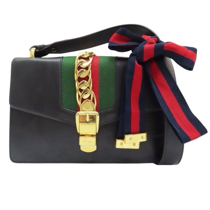 Gucci Sylvie Shoulder Bag Calfskin Black 421882