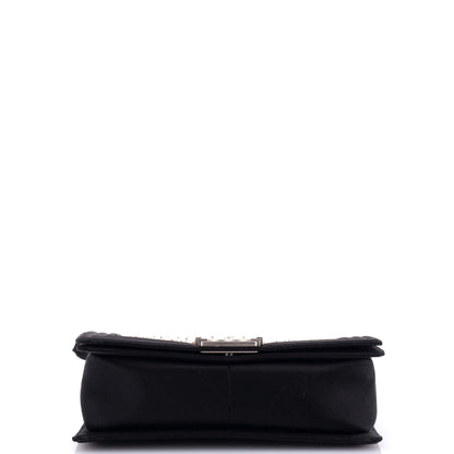 Boy Flap Bag Pearl Embellished Satin Old Medium