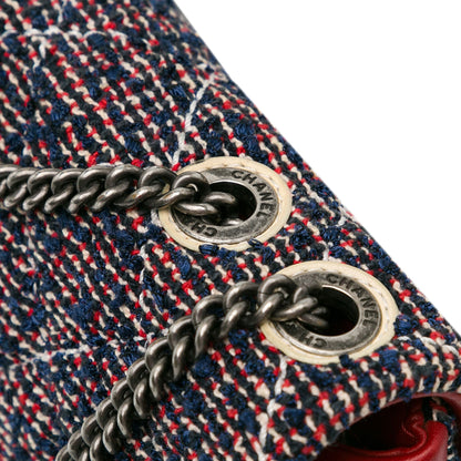 Chanel CC Quilted Tweed Single Flap Blue