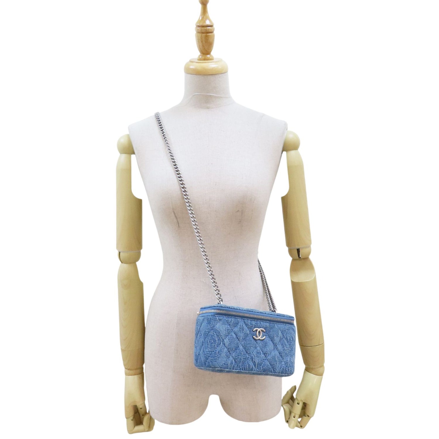 Chanel Sweetheart Small Vanity Case Shoulder Bag Denim Blue