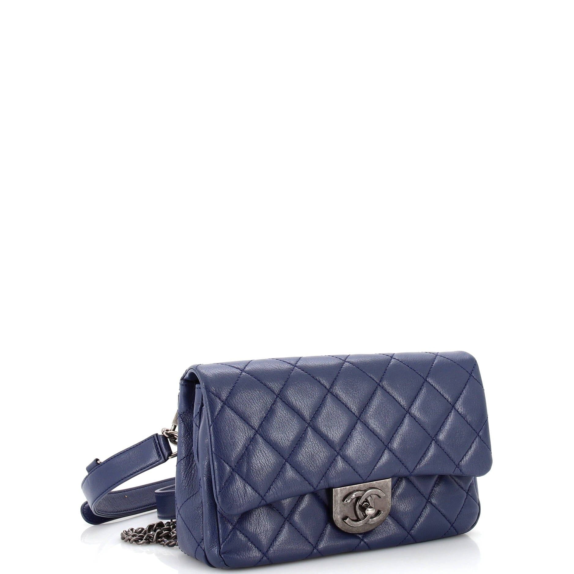 Chanel Double Carry Chain Waist Bag Quilted Goatskin Small
