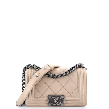 Chanel Stitch Boy Flap Bag Quilted Calfskin Small
