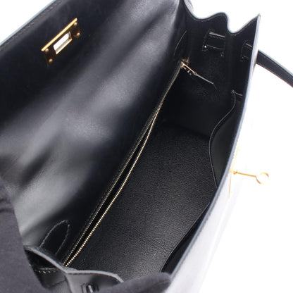 Hermes Kelly 32 Handbag Noir Black Box Calfskin Calfskin (cowhide)