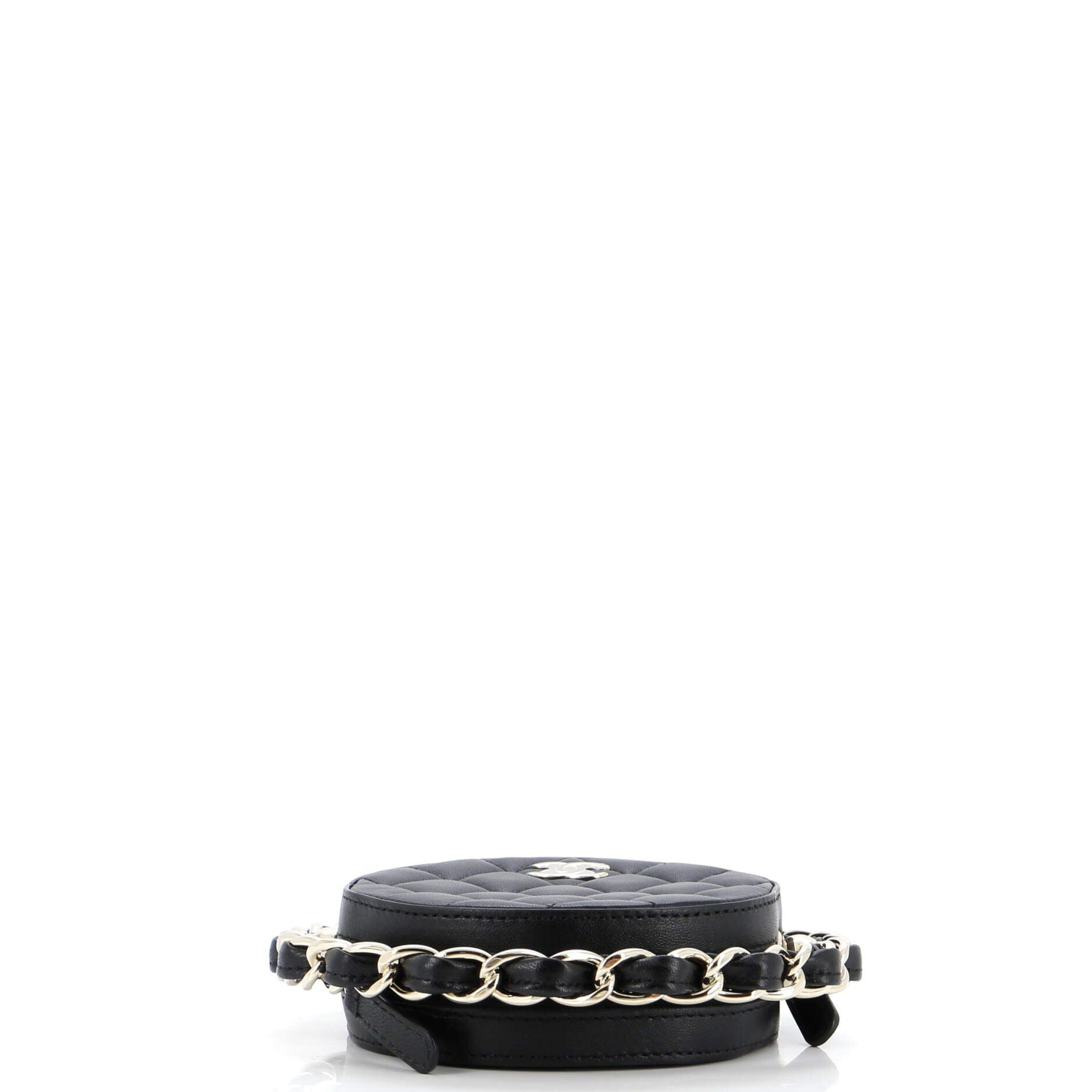 Chanel Frame Chain Around Round Clutch With Chain Quilted Lambskin Mini
