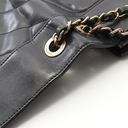 Chanel Black V Stitch Shoulder Bag Lambskin (sheep Leather)