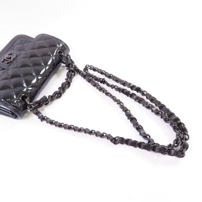 Chanel Black Cowhide Leather Mini Flat Chain Shoulder Bag Hand-handed Shoulder Bag 2way Shoulder Bag Calfskin (cow