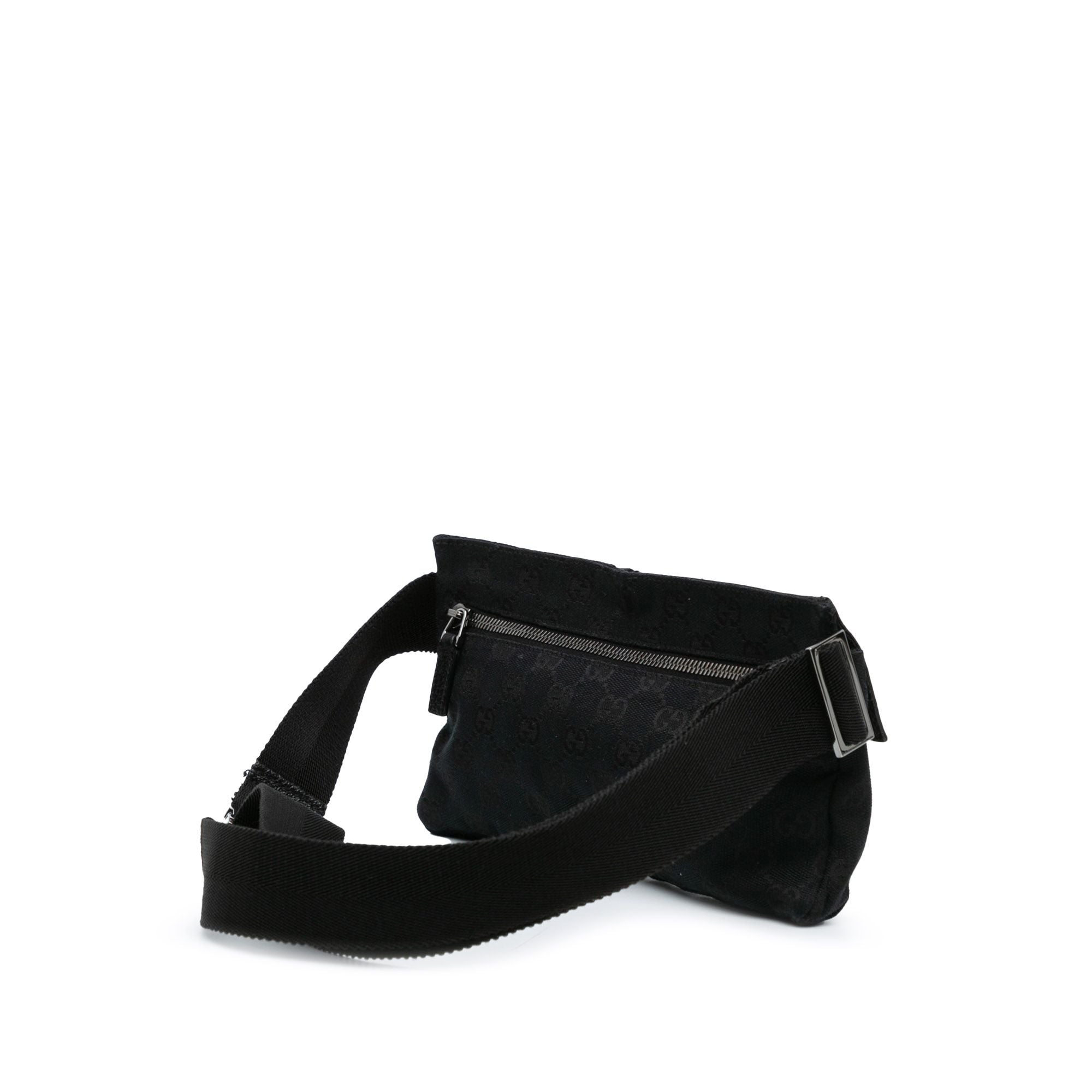 Gucci GG Canvas Double Pocket Belt Bag Black