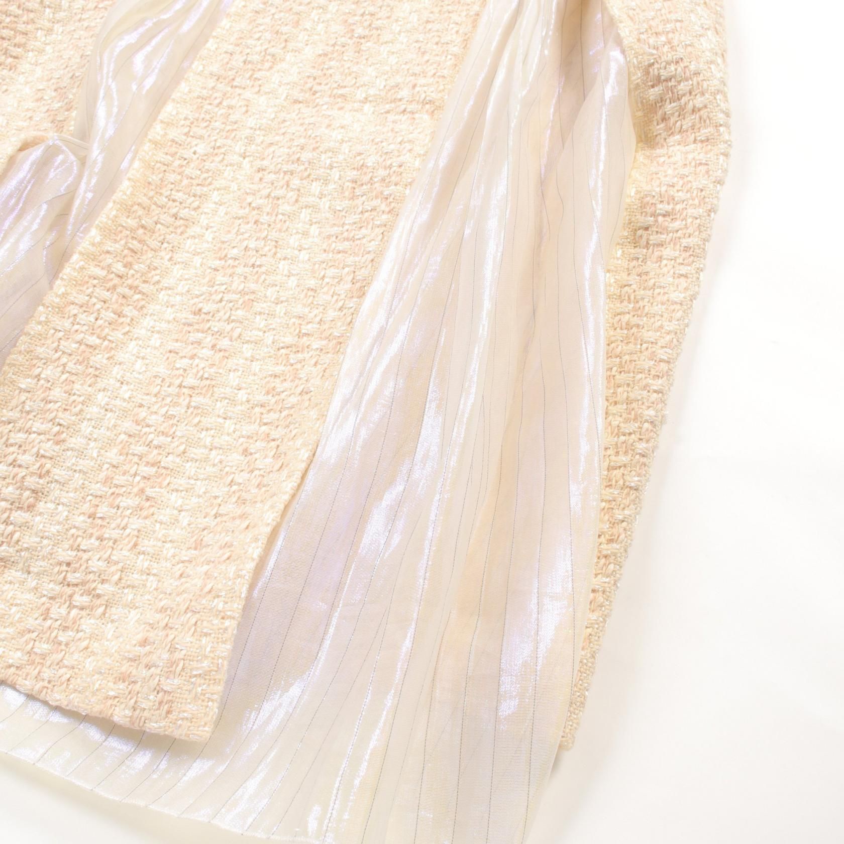 Chanel Beige Pink Skirt Silk Polyester P 23715w 03339