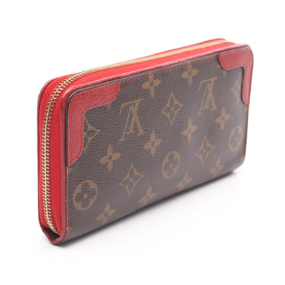 Louis Vuitton Zippy Wallet Retiro Cerise Brown Red Around Long Wallet M 61854