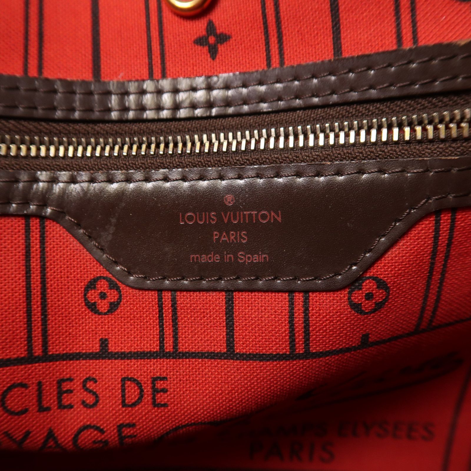 Louis Vuitton Damier Neverfull Mm Gold Shoulder Bag/handmade Bag Brown Tote Bag N 51105