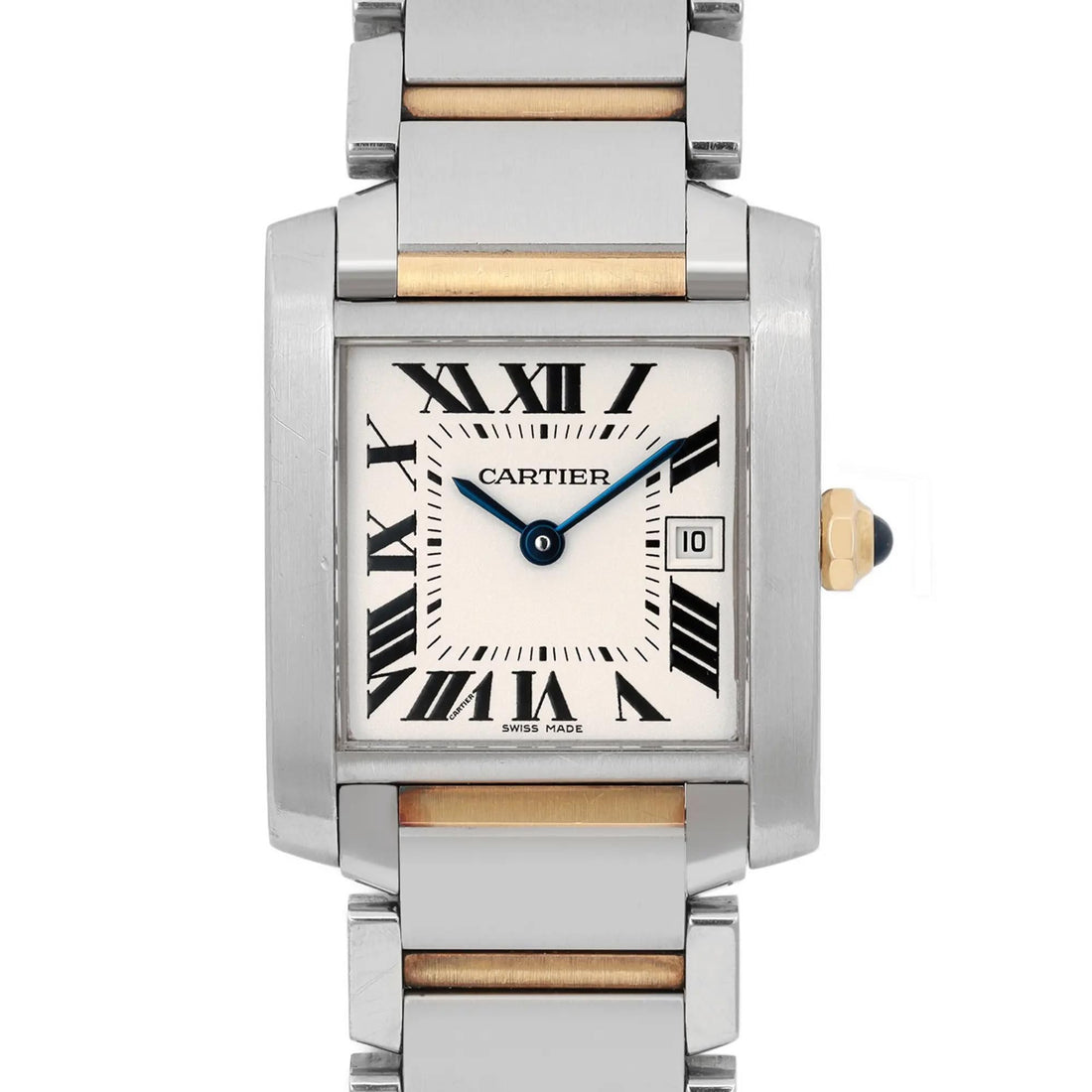 Cartier Tank Francaise 25mm 18K Yellow Gold Steel Cream Dial Watch W51012Q4