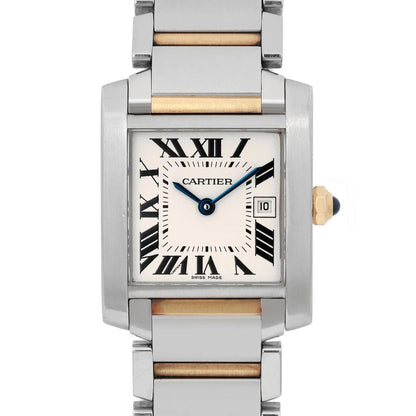 Cartier Tank Francaise 25mm 18K Yellow Gold Steel Cream Dial Watch W51012Q4